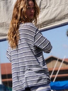 Free People Beach | Bailey cotton blend striped sweater Womens size XS oversized